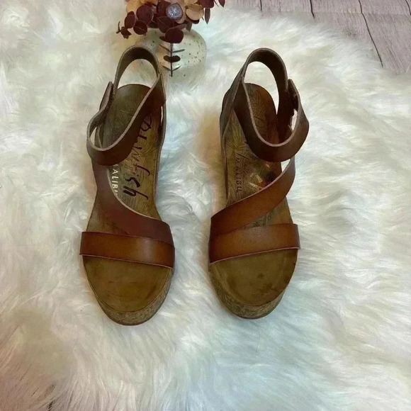 Blowfish Malibu Hapuku Wedge Heel Sandals Brown Size 10 - Picture 2 of 7